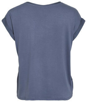 Vila Viellette ss satin top noos raf - maat 38 Blauw