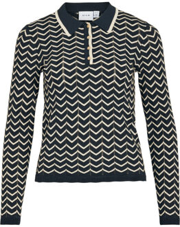 Vila Viellora l/s polo pointelle knit to Wit - S