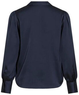 Vila Vienna ravenna ls v-neck top navy Blauw - M