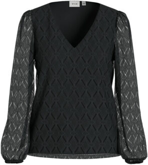 Vila Vifero v-neck l/s top/dfs/pb Zwart - S