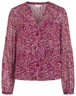 Vila Viganza rio v-neck ls top dessin - maat 38 Rood