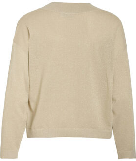 Vila Viginny v-neck ls glitter knit toppb zand Bruin - M