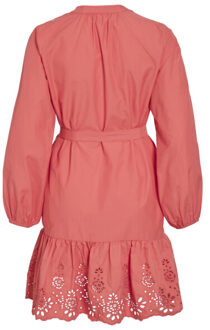Vila Vikelli v-neck ls short dressln koraal - maat L Rood