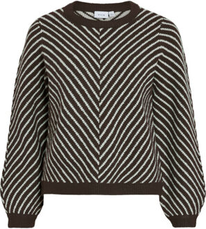 Vila Vikhaia o-neck l/s stripe knit top/ Bruin