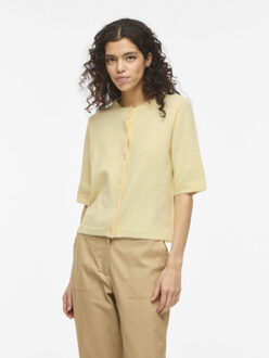 Vila viliga 2/4 o-neck knit cardigan n 14113226 pastel yellow Geel - M