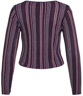 Vila Vimelvina boatneck ls knit top dessin Blauw - M