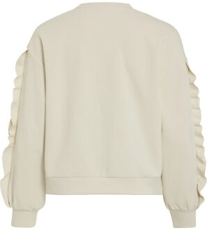 Vila vimentina flounce o-neck l/s top 14111068 birch Ecru - M