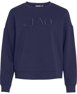 Vila Vireflect ciao emb l/s sweat top/lc Blauw