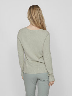 Vila Viril l/s v-neck knit top-noos - maat L Groen