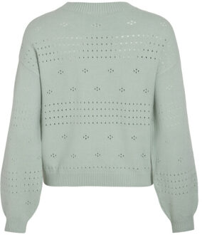Vila Viril ls o-neck pointelle knit top mint Groen - XS