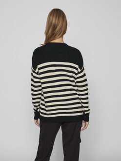 Vila Viril rib stripe l/s knit top noo Zwart - M