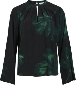 Vila viruna leaf l/s o-neck top 14110663 black beauty Zwart - 38