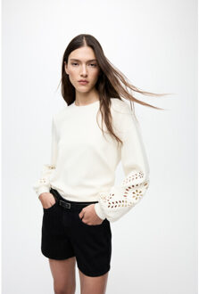 Vila visandy l/s detail sweat top noos 14114310 birch Ecru - M