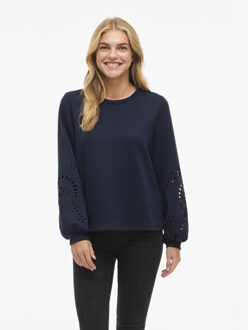 Vila Visandy ls detail sweat top noos navy Blauw - XL