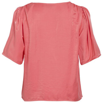 Vila Visania v-neck 24 topdcr koraal Rood - L