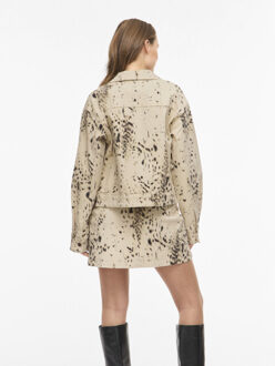Vila visanora l/s print denim jacket/bfs 14113207 birch - maat 38 Bruin