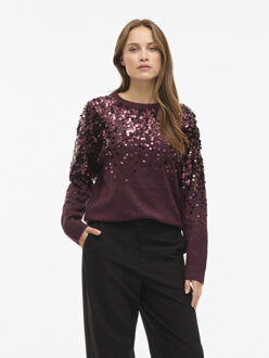 Vila visiquin o-neck l/s glitter knit to 14111877 fig Bordeaux - M