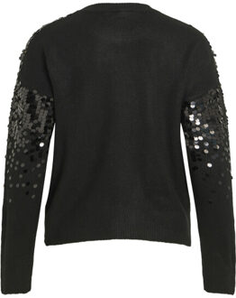 Vila Visiquin o-neck l/s glitter knit to Zwart - XL