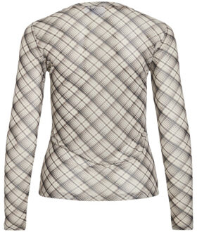Vila Vivolettis chi o-neck ls top ecru dessin - S