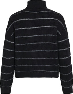 Vila vizaza rollneck l/s glitter knit to 14109970 gun metal - maat L Zwart