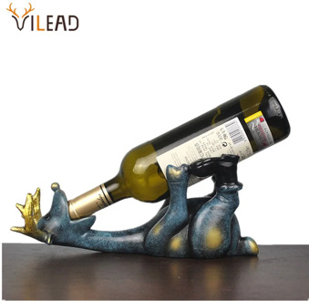 VILEAD 14cm Resin Elk Wine Bottle Holder Figurines European Creative Lying Deer Ornament Animal Wine Rack Craft Decoration Hogar