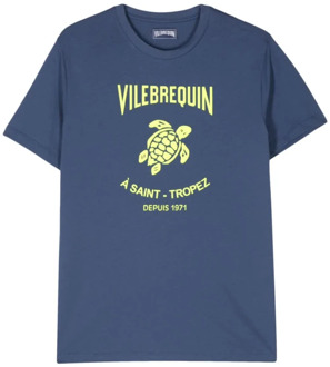 Vilebrequin Gewassen T-shirt met Yacht Design Vilebrequin , Blue , Heren - L