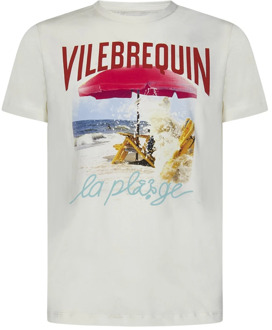 Vilebrequin Witte T-shirts en Polos met Logo Print Vilebrequin , White , Heren - Xl,L,S