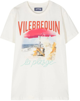 Vilebrequin Witte T-shirts en Polos met Logo Print Vilebrequin , White , Heren - Xl,S