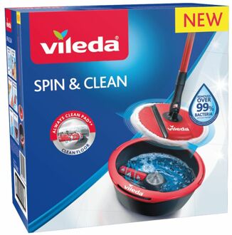 Vileda Spin & Clean Vloerwisserset Rood, Zwart