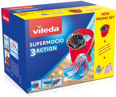 Vileda Super Mocio 3Action Vloerwisserset Grijs, Rood