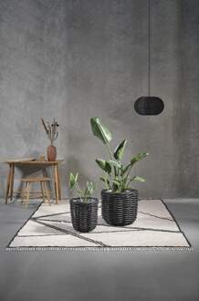 Villa Collection Werna rattan hanglamp zwart - 30 x 20 cm