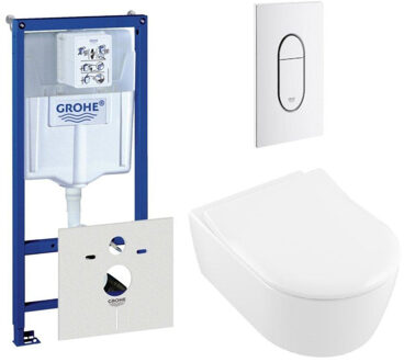 Villeroy & Boch Avento Closet inclusief inbouwreservoir en bedieningsplaat verticaal wit 0729205/0729242/sw59891/