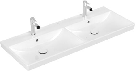 Villeroy & Boch Avento dubbele meubelwastafel 120x47cm 2 kraangaten met overloop wit Ceramic+ wit 4a23ckr1 Wit Alpin