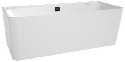 Villeroy & Boch Collaro inbouw duobad acryl back to wall 180x80x47cm zonder poten, mat zwart/alpine wit