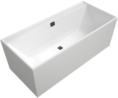 Villeroy & Boch Collaro kunststof inbouw duobad acryl rechthoekig 180x80x47cm z. poten, mat zwart/wit alpine