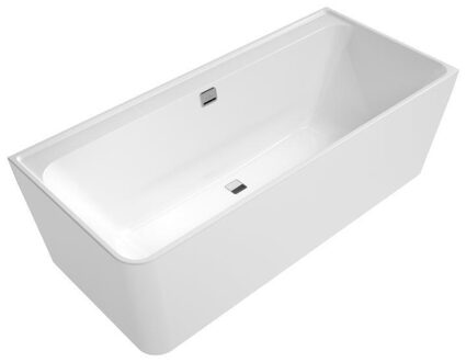 Villeroy & Boch Collaro kunststof inbouw duobad acryl wandmodel, hoekuitvoering rechts 180x80x47cm chroom/wit alpine UBA180COR9CR00VD01