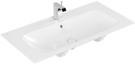 Villeroy & Boch Finion meubelwastafel 1 kraangat 100x50cm ceramic+ met verdekte overloop wit 4164ABR1 Wit Alpin