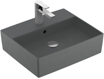 Villeroy & Boch Memento 2.0 opzetwastafel CeramicPlus met overloop ongeslepen 50x42x14 cm, grafiet