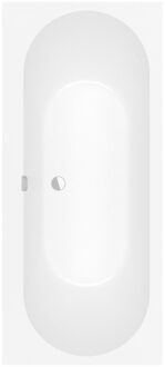 Villeroy & Boch Oberon 2.0 kunststof duobad quaryl rechthoekig 170x75x47cm - incl. poten en afvoer-/overloopcombinatie mat wit ubq170obr2dv-rw Stone Wit mat