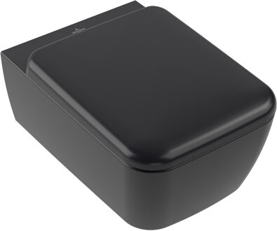 Villeroy & Boch Skyla Combi-Pack Wandhangend Met Twistflush Pure Black Ceramicplus Zwart