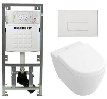 Villeroy & Boch Subway 2.0 compact DirectFlush Toiletset - Geberit reservoir - softclose - quickrelease - bedieningsplaat rechthoekige knoppen - wit 0701131/1024232/SW706187/1025456/