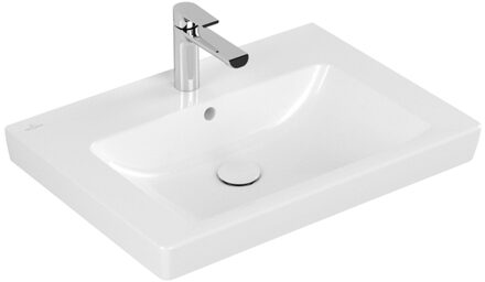 Villeroy & Boch Subway 2.0 meubelwastafel 65x47cm 1 kraangat met overloop ceramic+ wit 7113FAR1 Wit Alpin glans