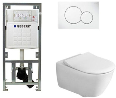 Villeroy & Boch Subway 2.0 Toiletset - inbouwreservoir - diepspoel wandcloset - directflush - slimseat -bedieningsplaat ronde knoppen - wit 0701131/SW706186/ga26028/ga91964/