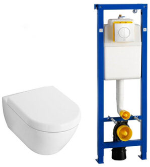 Villeroy & Boch Subway 2.0 toiletset met luxe zitting, Wisa reservoir en Argos Wit Knop 0124005/0124060/0704406/