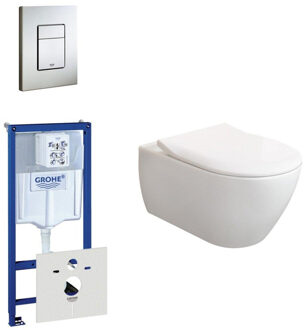 Villeroy & Boch Subway 2.0 ViFresh toiletset met slimseat softclose en quick release en bedieningsplaat horizontaal verticaal RVS 0729205/0720026/ga91964/sw60341/ Wit