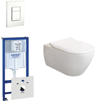 Villeroy & Boch Subway 2.0 ViFresh toiletset met slimseat softclose en quick release en bedieningsplaat horizontaal verticaal wit 0720003/0729205/ga91964/sw60341/