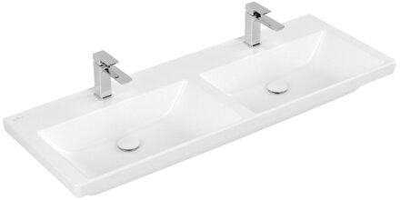 Villeroy & Boch Subway 3.0 Dubbele meubelwastafel - 1300 x 475 x 165 mat stone white (wit) CeramicPlus - zonder overloop 4A71D1RW Stone White mat