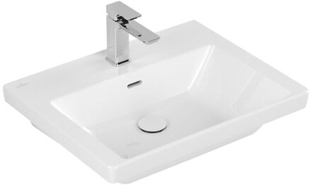 Villeroy & Boch Subway 3.0 meubelwastafel 60x47cm 1 kraangat met overloop wit 4A706001 Wit Alpin glans