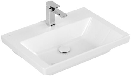 Villeroy & Boch Subway 3.0 meubelwastafel 65x47x16.5cm Rechthoek 1 kraangat zonder overloopgat Wit Alpin glans Ceramic 4A706601