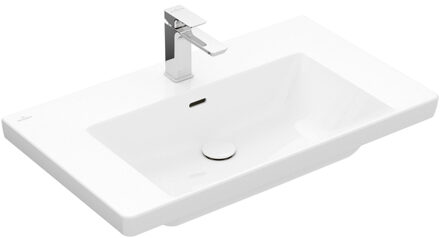 Villeroy & Boch Subway 3.0 meubelwastafel 80x47cm 1 kraangat met overloop wit 4A708001 Wit Alpin glans